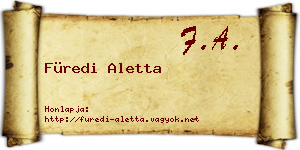 Füredi Aletta névjegykártya
